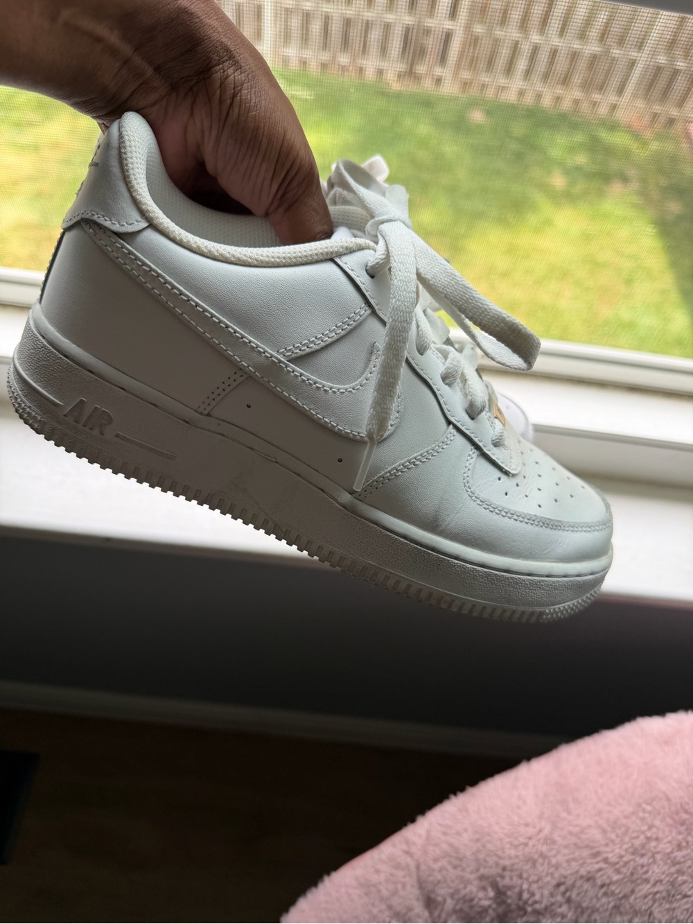 Nike White Air Force 1’s Low-Top Sneaker with Mesh Lining